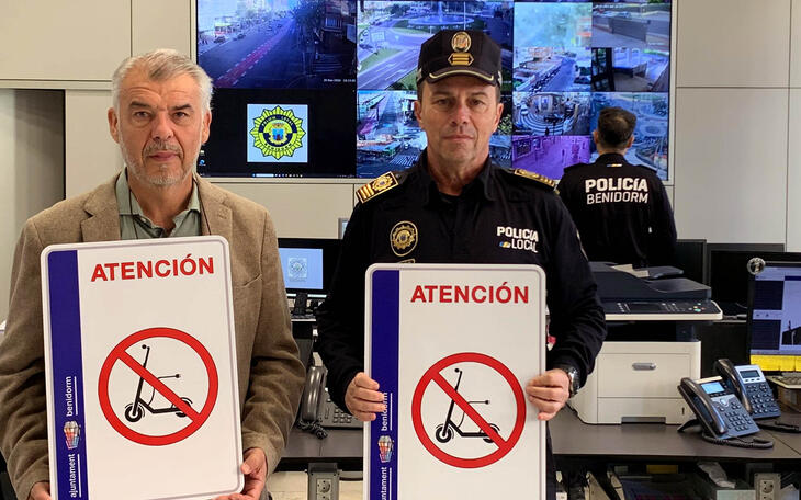 Benidorm intensifica el control sobre el uso de patinetes en zonas peatonales reforzando la señalización y la presencia policial