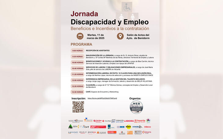 La Mesa de Empleo de Benidorm organiza una jornada sobre Discapacidad y Empleo el próximo 11 de marzo