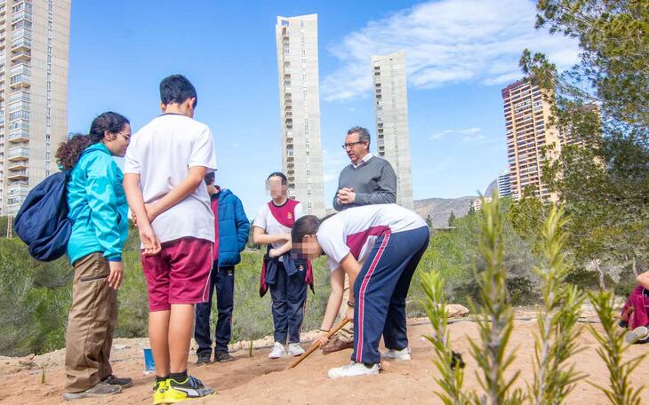 Un centenar de alumnos de El Murtal y de Ntra. Sra. de los Dolores participan en el Día del Árbol de Benidorm