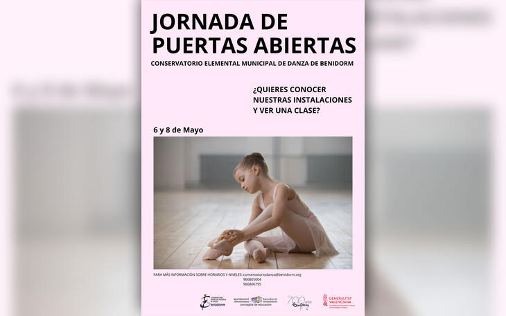 El Conservatorio de Danza de Benidorm organiza los días 6 y 8 de mayo unas jornadas de puertas abiertas para futuros alumnos 