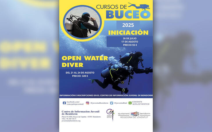 Juventud organiza un curso de iniciación al buceo y otro para aguas abiertas