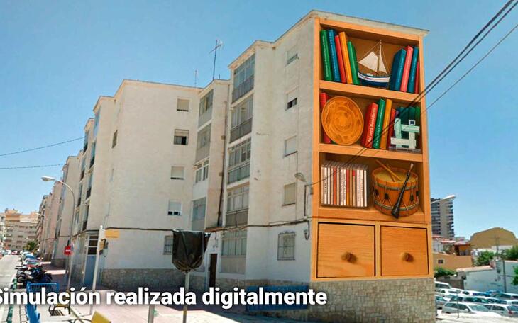 Benidorm interviene la fachada de un edificio en Foietes con dos murales para difundir la historia, cultura y tradiciones locales