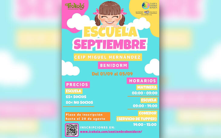 Benidorm programa por segundo año la ‘Escuela de Septiembre’ para favorecer la conciliación hasta el inicio del curso