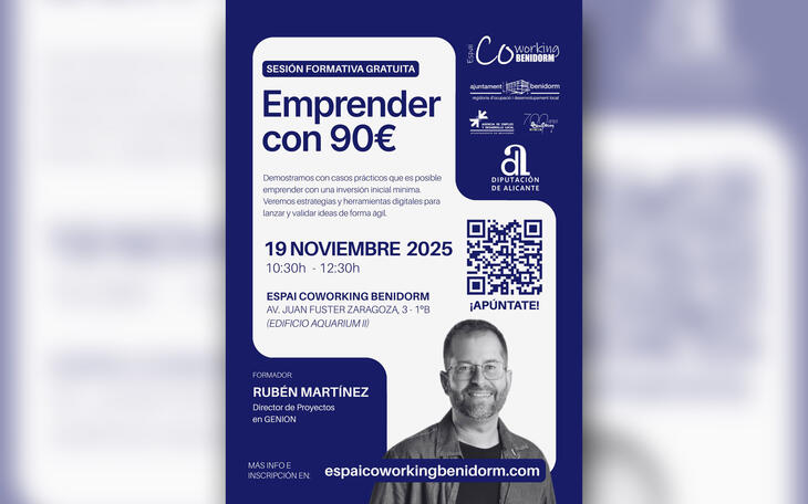 Empleo programa la formación ‘Emprender con 90€’ en el Espai Coworking de Benidorm