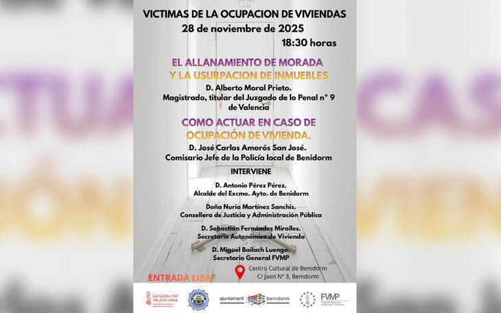 Benidorm acoge una jornada sobre las ‘Víctimas de la ocupación de las viviendas’ 