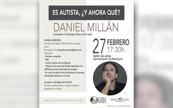 La FAMPA Marina Baixa organiza una charla gratuita sobre autismo a cargo del psicólogo Daniel Millán
