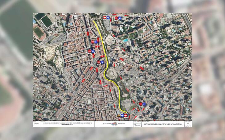La avenida de l’Aigüera estará cortada al tráfico del 19 al 23 de enero por obras de asfaltado