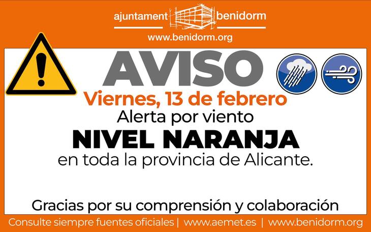Benidorm en alerta naranja.