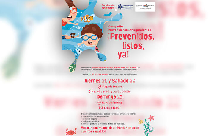 La campaña ‘¡Prevenidos, listos, ya!’ para prevenir ahogamientos llega a las playas de Benidorm del 21 al 23 de este mes