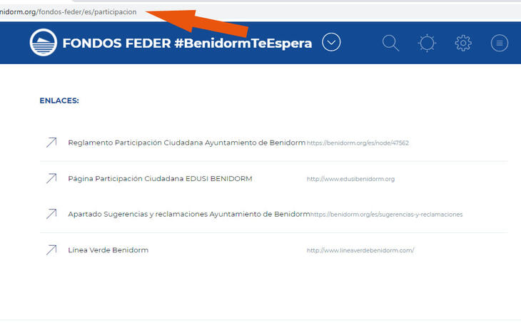 Ciudadanos advierte de deficiencias en apartados de la web de Benidorm de los Fondos FEDER 