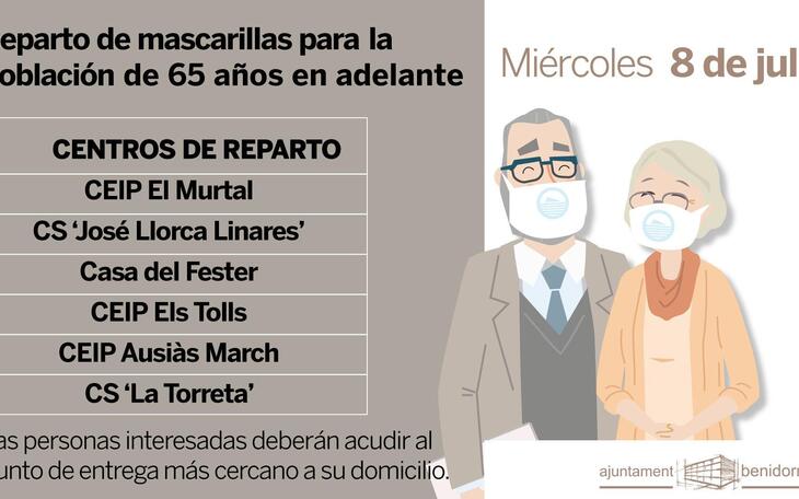 El Ayuntamiento entrega el miércoles mascarillas a la población de más de 65 años