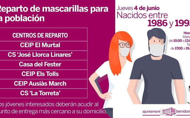 Benidorm inicia una nueva fase de entrega de mascarillas, para la población nacida entre 1979 y 1993
